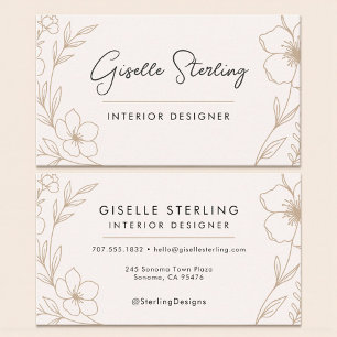 Minimalistisk Botanisk Inredningsdesigner Visitkort