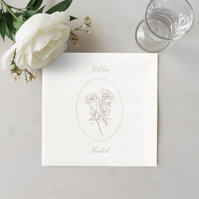Minimalistisk botanisk kalligrafi bröllopspapper  pappersservett (Skapare uppladdad)
