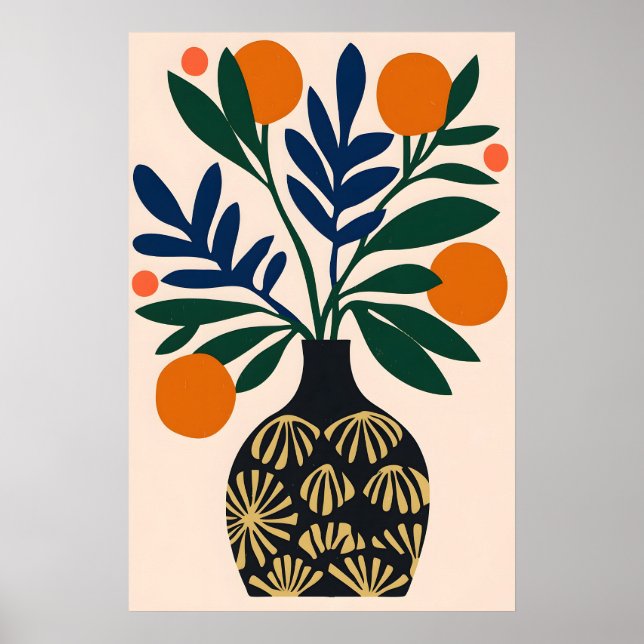 Minimalistisk botanisk konst - Abstrakt orange och Poster (Framsidan)