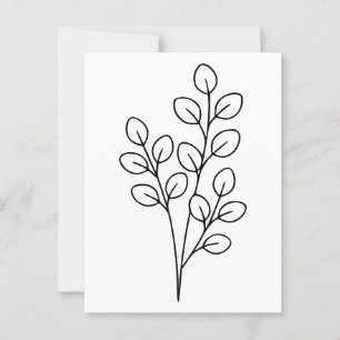 Minimalistisk botanisk konst av Eucalyptus Vykort