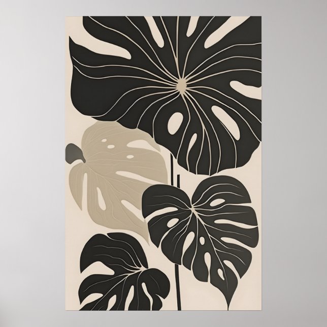 Minimalistisk botanisk konst Boho Blommigt Decor Poster (Framsidan)