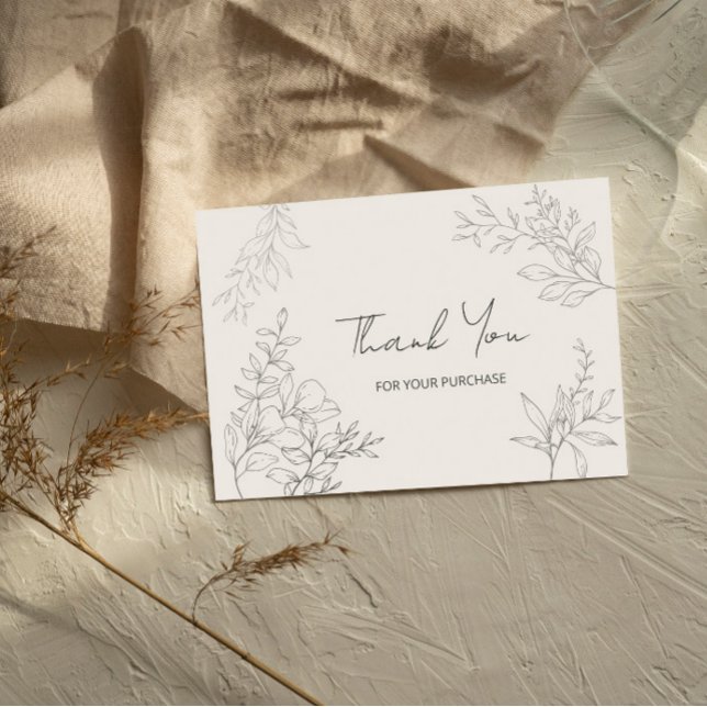 Minimalistisk botanisk konst-Tack Anteckningskort (Minimalist botanical line art thank you car for business)