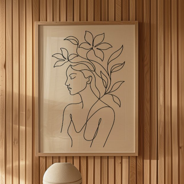 Minimalistisk botanisk kvinna Linje Arttryck Poster (Skapare uppladdad)
