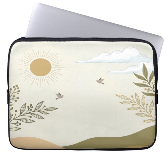 Minimalistisk botanisk landskapsdatorfodral laptop fodral (Framsidan)