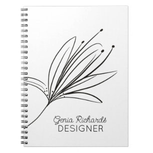 Minimalistisk Botanisk Lilja Blomma Designer Anteckningsbok