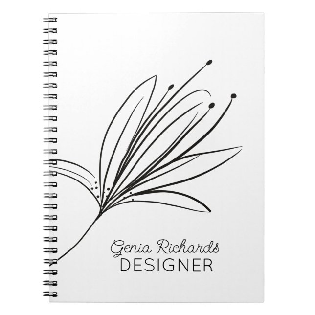 Minimalistisk Botanisk Lilja Blomma Designer  Anteckningsbok (Framsidan)