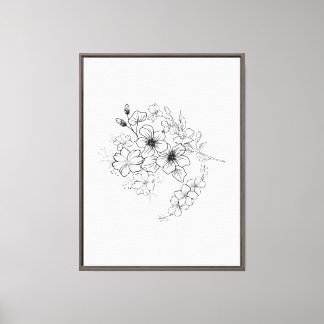 Minimalistisk botanisk linje konst  canvastryck