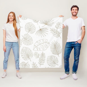 Minimalistisk botanisk linjekonst Mönster (4) Fleecefilt