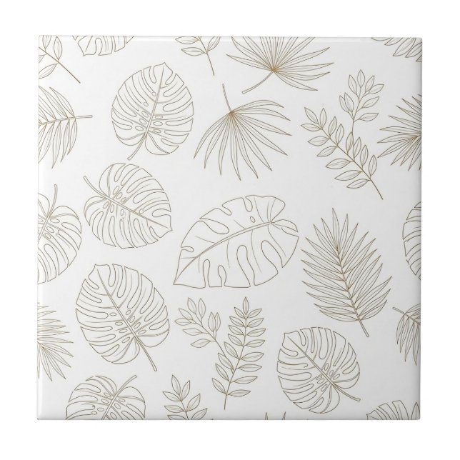 Minimalistisk botanisk linjekonst Mönster (4) Kakelplatta (Framsidan)