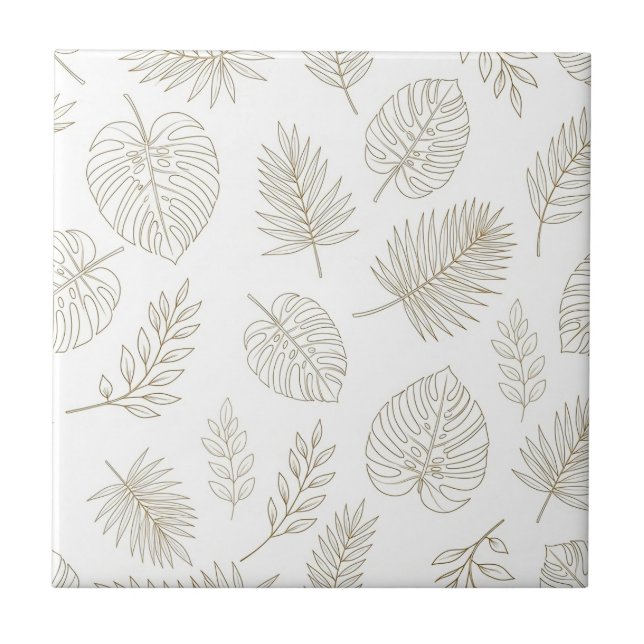 Minimalistisk botanisk linjekonst mönster (6) kakelplatta (Framsidan)
