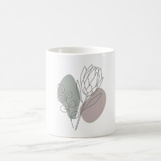 Minimalistisk botanisk linjekonst Mors dag Kaffemugg