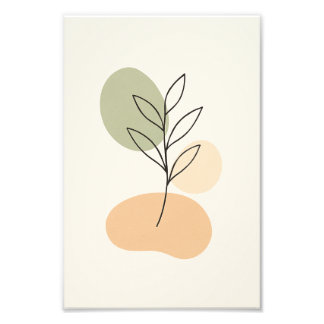 Minimalistisk botanisk linjekonstaffisch fototryck
