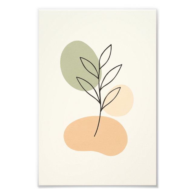 Minimalistisk botanisk linjekonstaffisch fototryck (Framsidan)