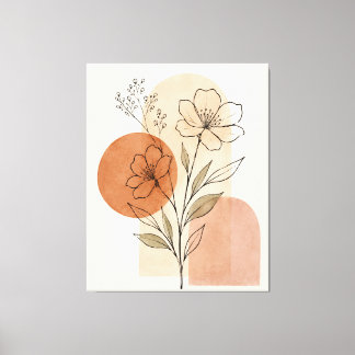 Minimalistisk botanisk linjekonsttryck | Canvas ko