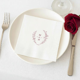 Minimalistisk botanisk monogram bröllopsfest pappersservett