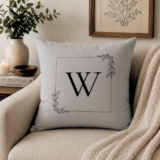 Minimalistisk Botanisk Monogram Kudde (Skapare uppladdad)
