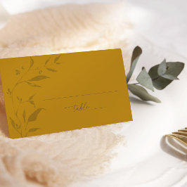 Minimalistisk botanisk mustard Boho Fall Wedding Placeringskort