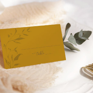 Minimalistisk botanisk mustard Boho Fall Wedding Placeringskort
