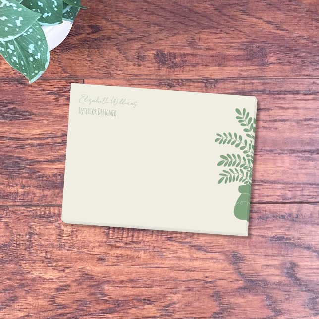 Minimalistisk botanisk Personlig efter IT-anteckni Post-it Block (Minimalist floral sticky notes with name and job title .)