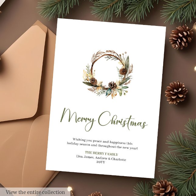 Minimalistisk botanisk personlig julhälsning  julkort (Minimalist Botanical Custom Christmas Greeting Card

)