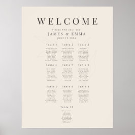 Minimalistisk Botanisk Platsplan 10 Mjuk Beige Poster