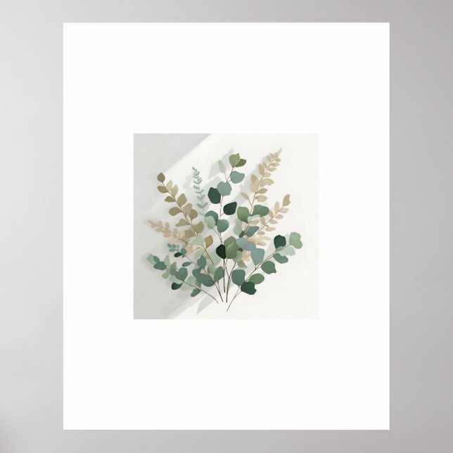 Minimalistisk botanisk Poster i eukalyptus - 3 av  (Framsidan)