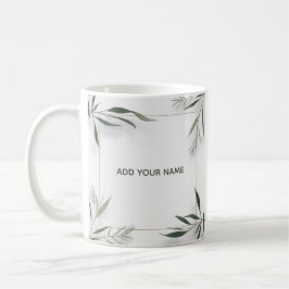 Minimalistisk botanisk ram med eget namn -mugg kaffemugg