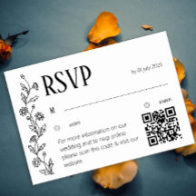 Minimalistisk Botanisk RSVP-kort Tusenskönas Linj