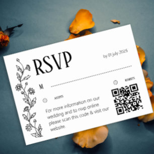 Minimalistisk Botanisk RSVP-kort Tusenskönas Linj Bordsnummer