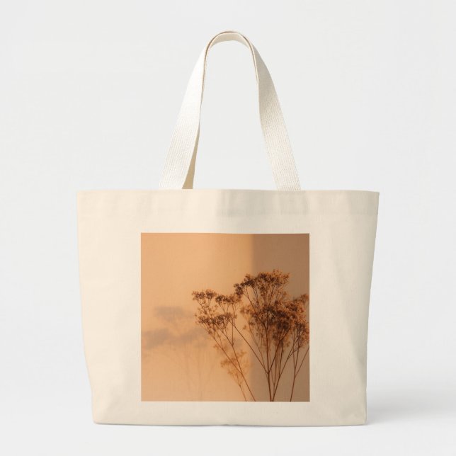 Minimalistisk botanisk silverbottenplatta jumbo tygkasse (Framsidan)