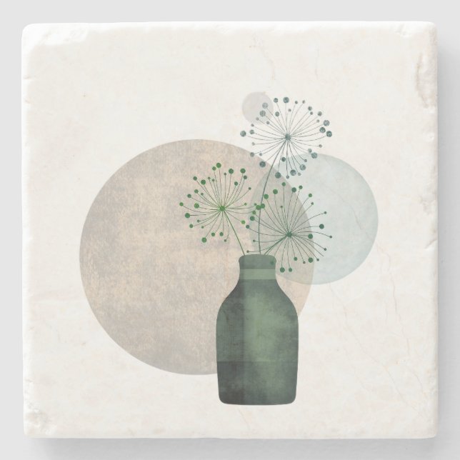 Minimalistisk botanisk skandinavisk heminredning B Stenunderlägg (Framsidan)