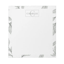 Minimalistisk botanisk skiss | Anpassad monogram-d Anteckningsblock