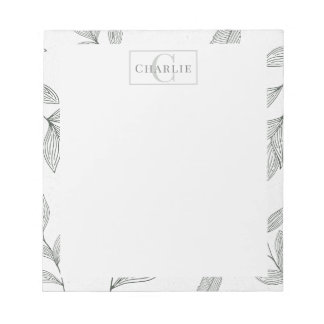 Minimalistisk botanisk skiss | Anpassad monogram-d Anteckningsblock