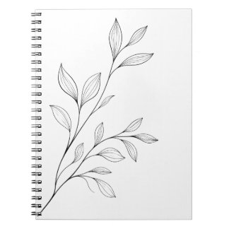 Minimalistisk botanisk svart linje konst anteckningsbok