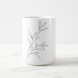 Minimalistisk botanisk svart linjekonst kaffemugg