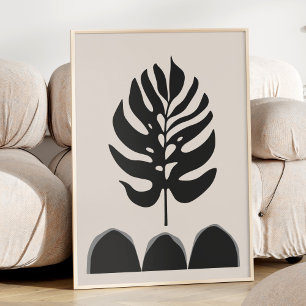 Minimalistisk botanisk svartvit Abstrakt Poster
