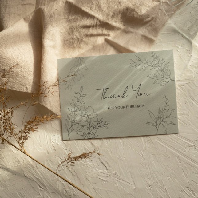 Minimalistisk botanisk Tack Anteckningskort (Botanical line art thank you note card for customer)