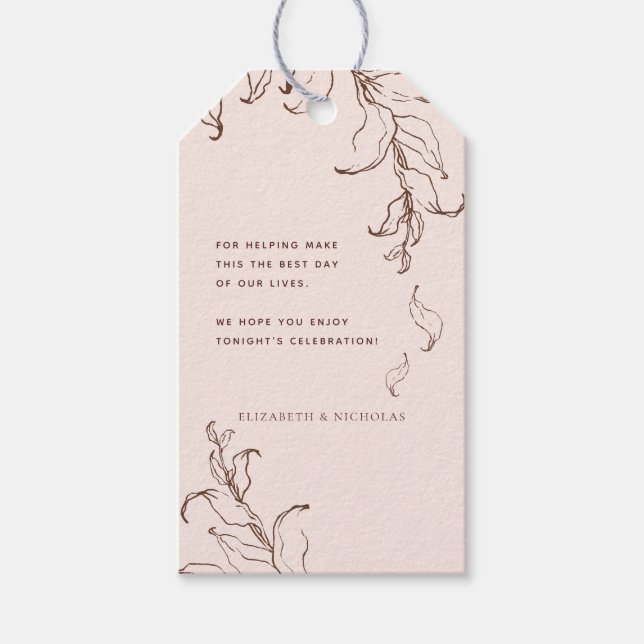 Minimalistisk Botanisk Terrakotta Bröllop Tack  Presentetikett (Framsidan)