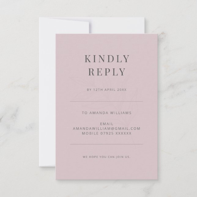 Minimalistisk botanisk typografi Dusky Rose OSA Kort (Framsida)