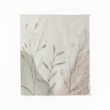 Minimalistisk Botanisk Väggklocka – Abstrakt Vildb