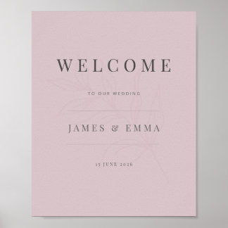 Minimalistisk botanisk välkomstskylt Dusky Rose Poster