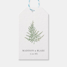 Minimalistisk botanisk vattenfärg Fern Bröllop Presentetikett