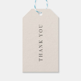 Minimalistisk botanisk vigselmässa mjuk beige presentetikett