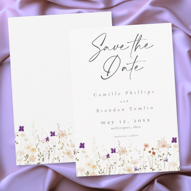 Minimalistisk botanisk vildblommabryllop spara datumet (Minimalist Wildflower Botanical Wedding Save The Date)