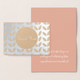 Minimalistisk botaniska Grey Bröllop Tack Folierat Kort