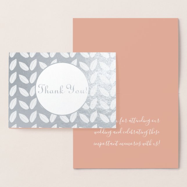 Minimalistisk botaniska Grey Bröllop Tack Folierat Kort (Display)