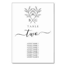 Minimalistisk botaniska Rustic Monogram Bröllop Bordsnummer