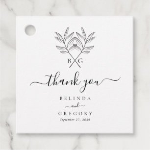 Minimalistisk botaniska Rustic Monogram Bröllop Gåvor Etiketter