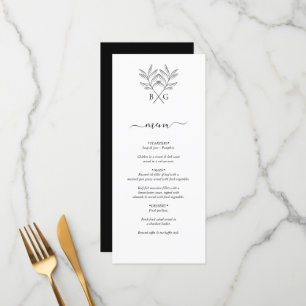 Minimalistisk botaniska Rustic Monogram Bröllop Meny