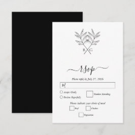 Minimalistisk botaniska Rustic Monogram Bröllop OSA Kort